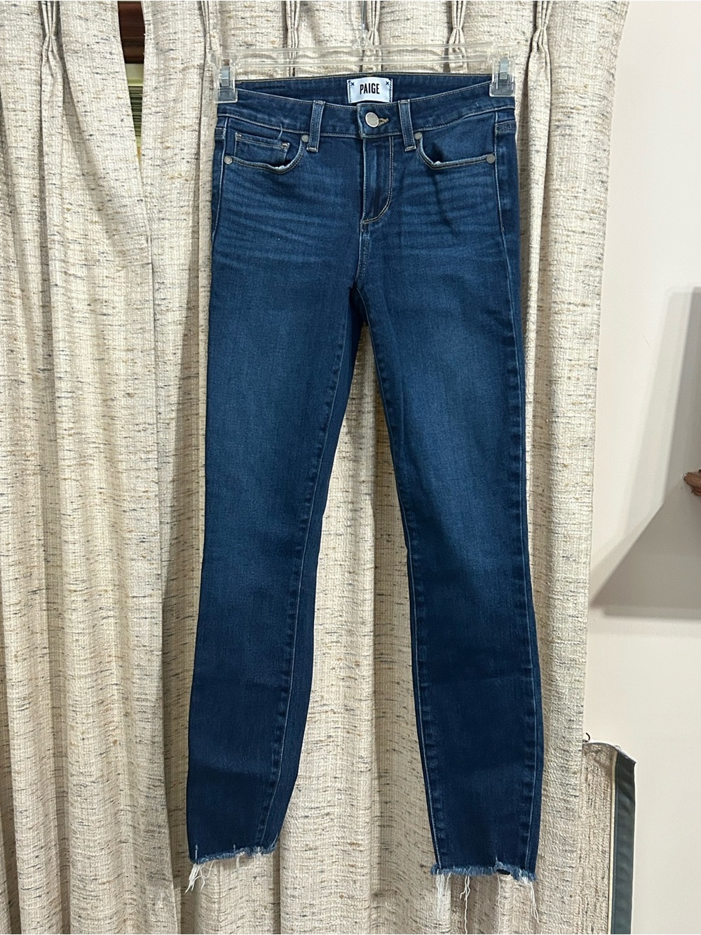 PAIGE Verdugo Skinny Darron Distressed Raw Hem Skinny Jeans - Women's Size 25